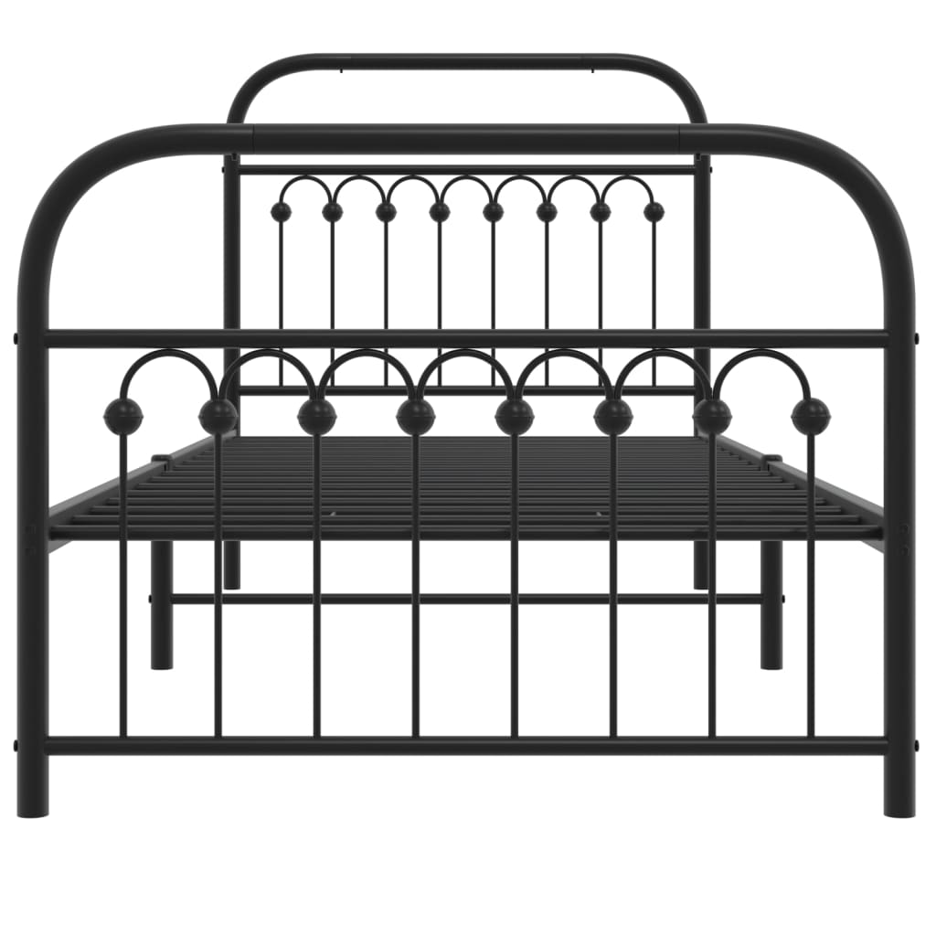 Metal Bed Frame Without Mattress With Footboard Black 90X200Cm