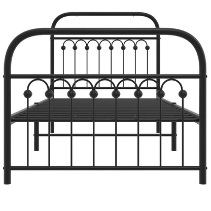 Metal Bed Frame Without Mattress With Footboard Black 90X200Cm