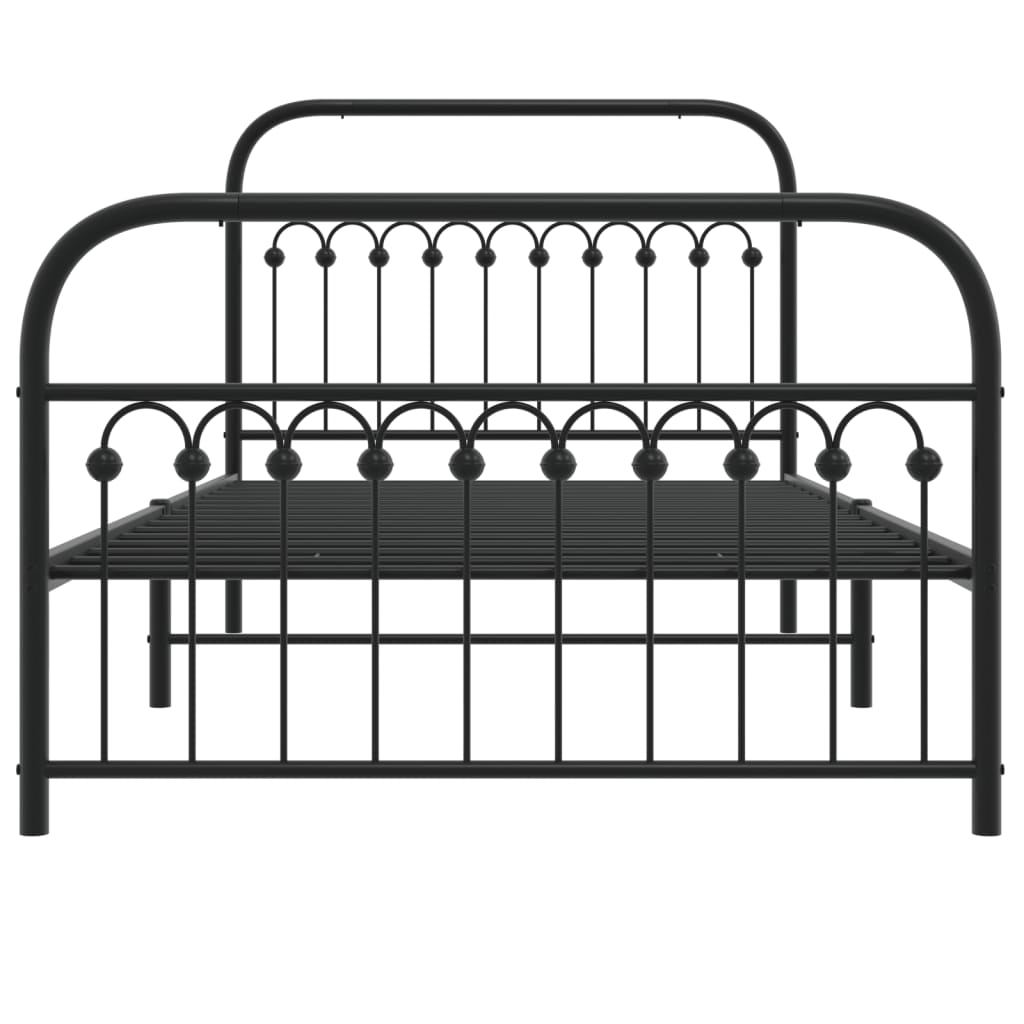 Metal Bed Frame Without Mattress With Footboard Black 107X203Cm