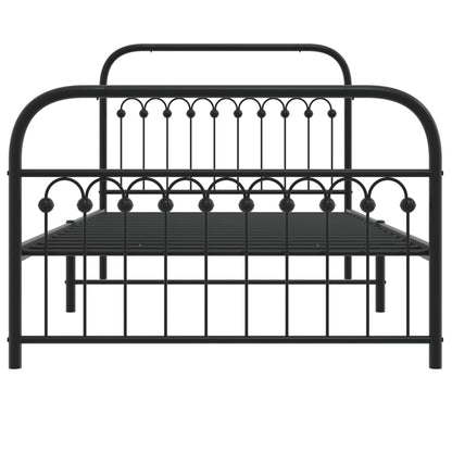 Metal Bed Frame Without Mattress With Footboard Black 107X203Cm