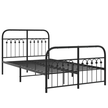 Metal Bed Frame Without Mattress With Footboard Black 120X200Cm