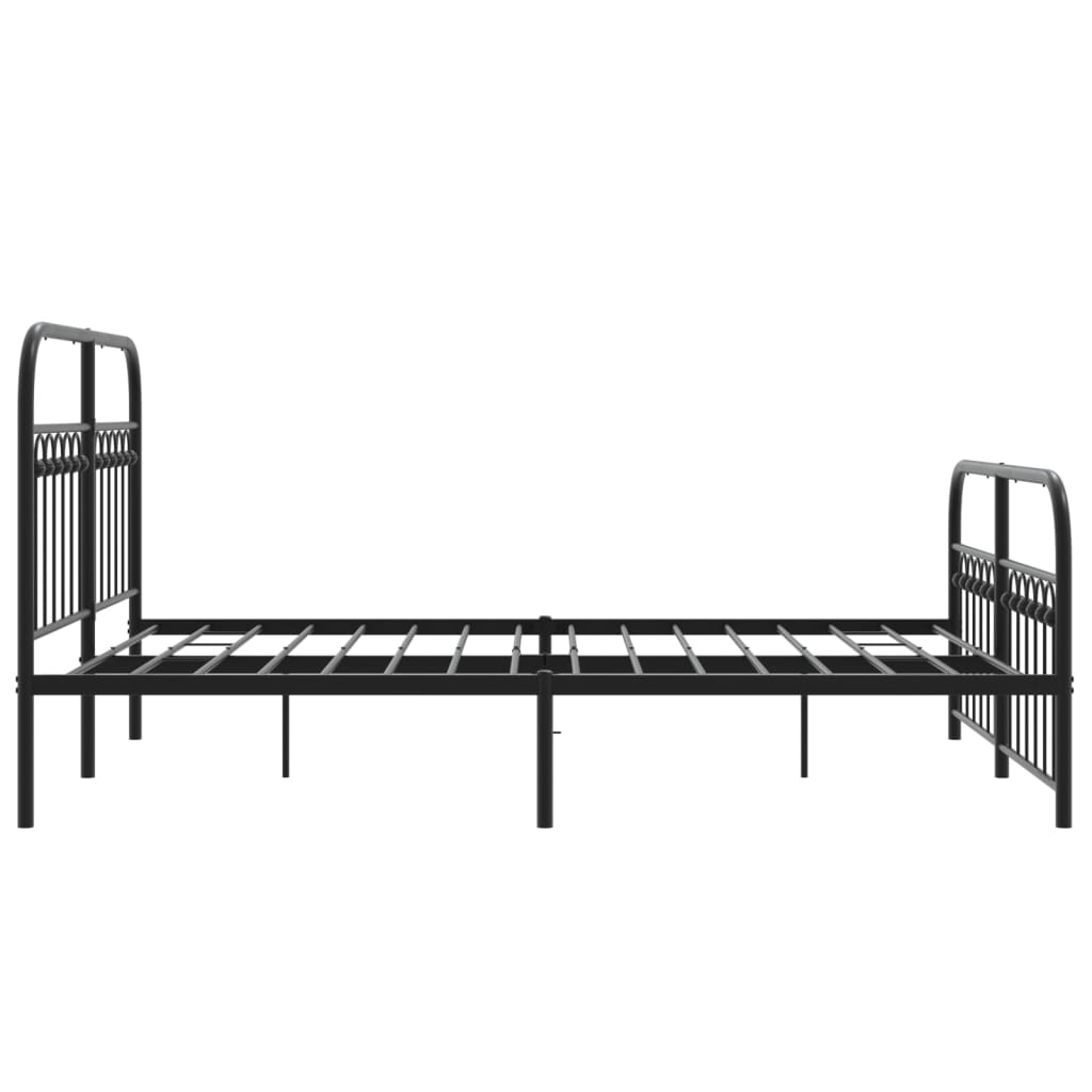 Metal Bed Frame Without Mattress With Footboard Black 140X190Cm