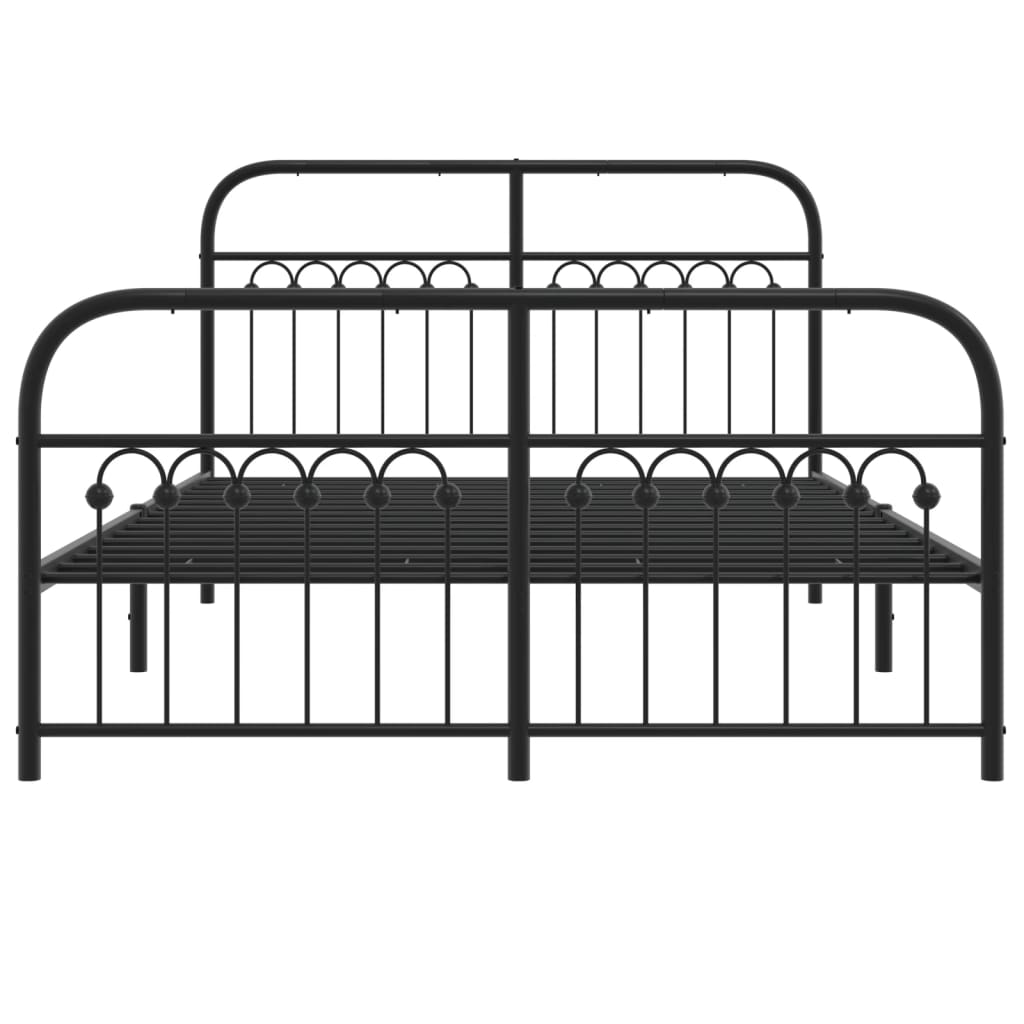 Metal Bed Frame Without Mattress With Footboard Black 140X200Cm