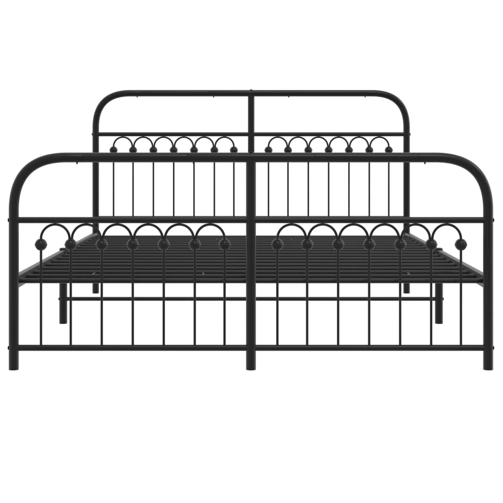 Metal Bed Frame Without Mattress With Footboard Black 160X200Cm