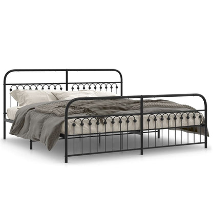 Metal Bed Frame Without Mattress With Footboard Black 193X203Cm