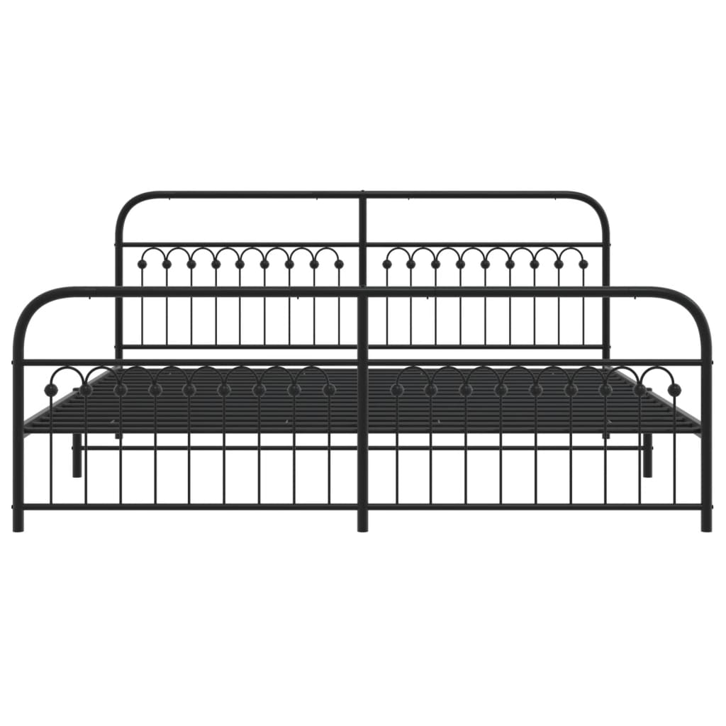 Metal Bed Frame Without Mattress With Footboard Black 193X203Cm