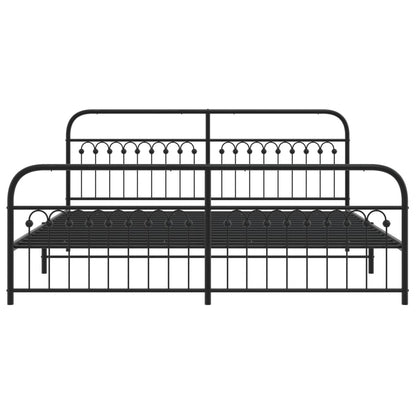 Metal Bed Frame Without Mattress With Footboard Black 193X203Cm