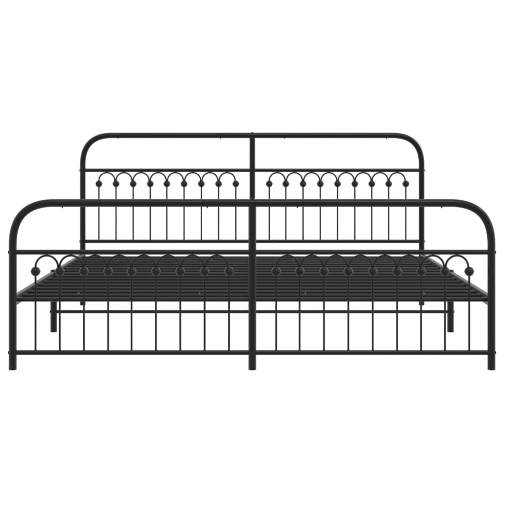 Metal Bed Frame Without Mattress With Footboard Black 200X200Cm