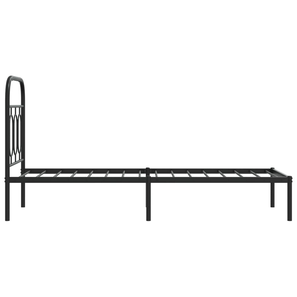 Metal Bed Frame Without Mattress With Headboard Black 75X190Cm