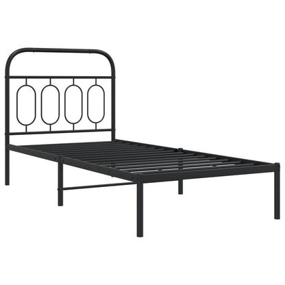 Metal Bed Frame Without Mattress With Headboard Black 80X200Cm