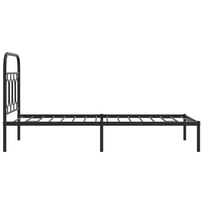 Metal Bed Frame Without Mattress With Headboard Black 80X200Cm