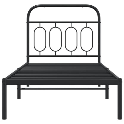 Metal Bed Frame Without Mattress With Headboard Black 90X200Cm