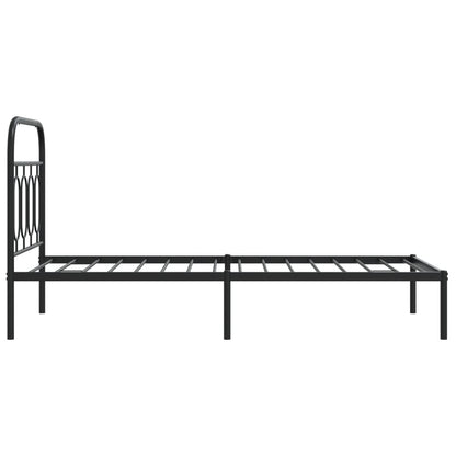 Metal Bed Frame Without Mattress With Headboard Black 90X200Cm