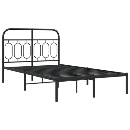 Metal Bed Frame Without Mattress With Headboard Black 120X190Cm