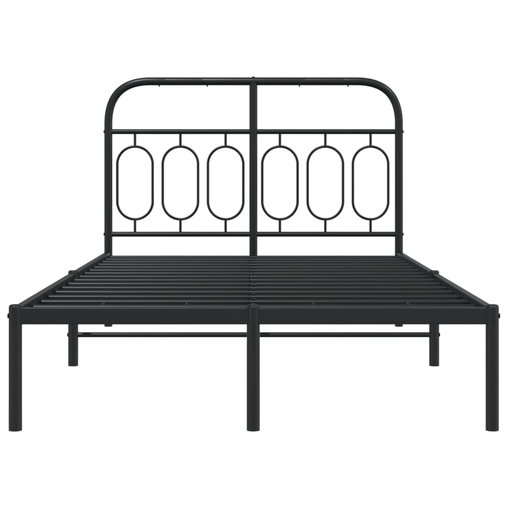 Metal Bed Frame Without Mattress With Headboard Black 120X190Cm