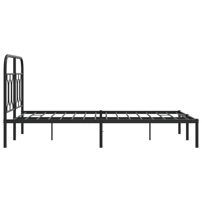 Metal Bed Frame Without Mattress With Headboard Black 120X190Cm