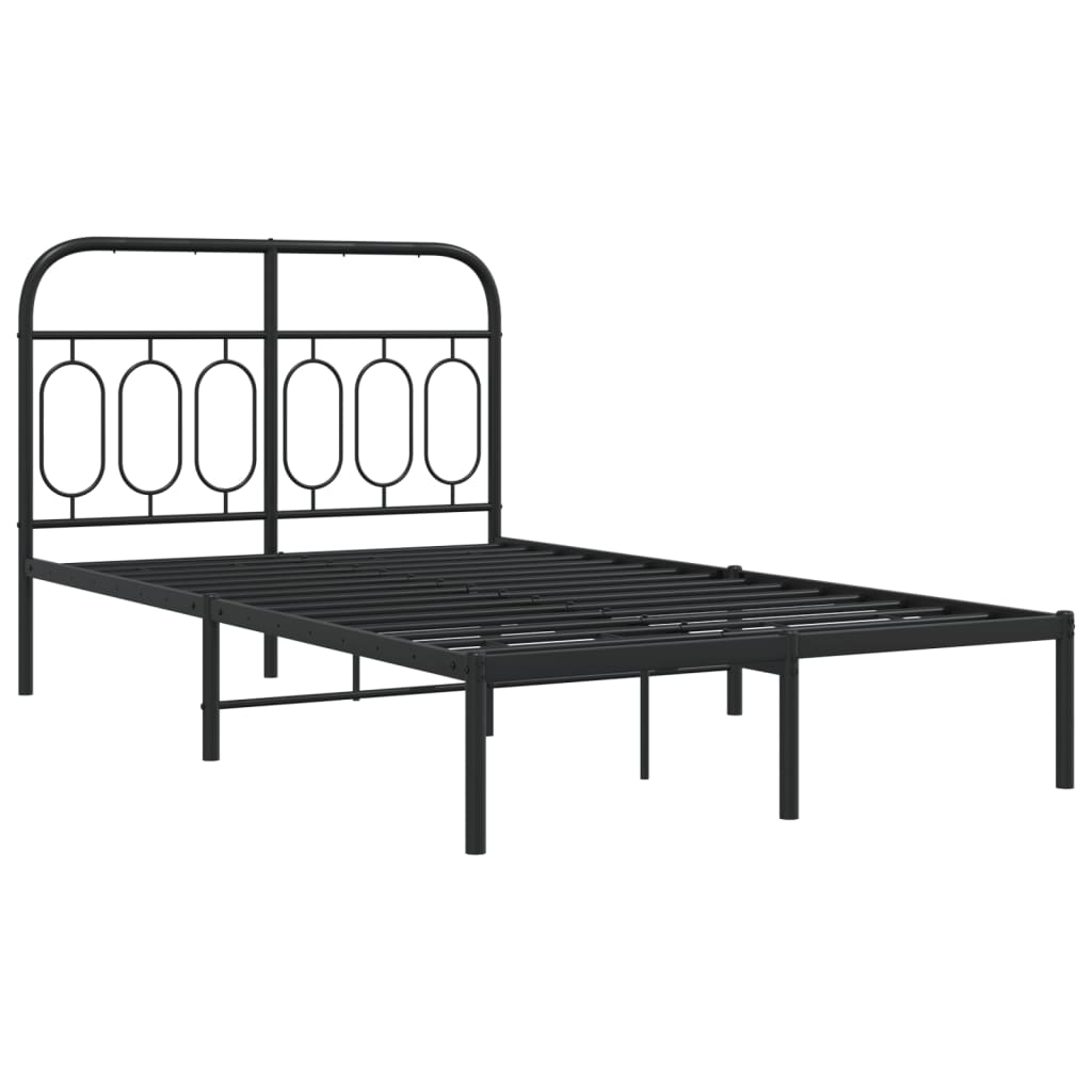 Metal Bed Frame Without Mattress With Headboard Black 120X200Cm