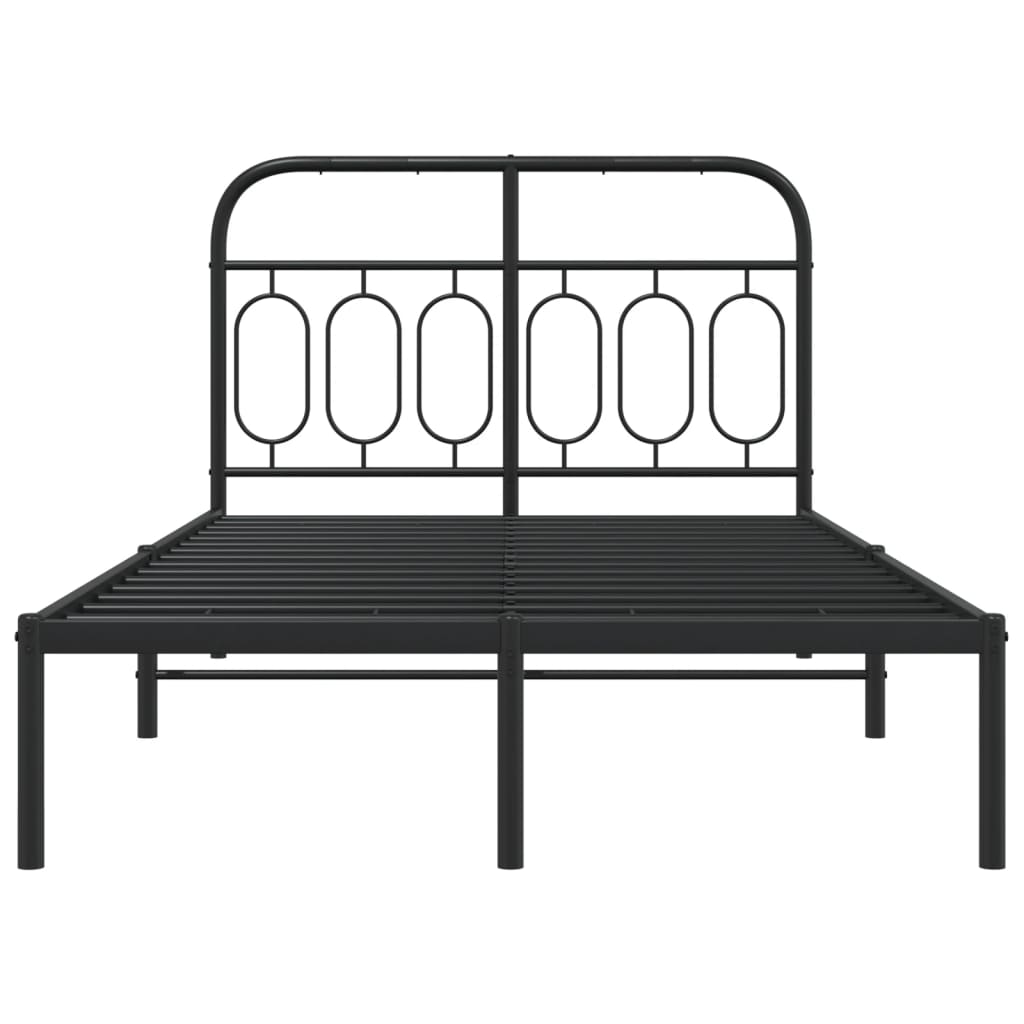 Metal Bed Frame Without Mattress With Headboard Black 120X200Cm