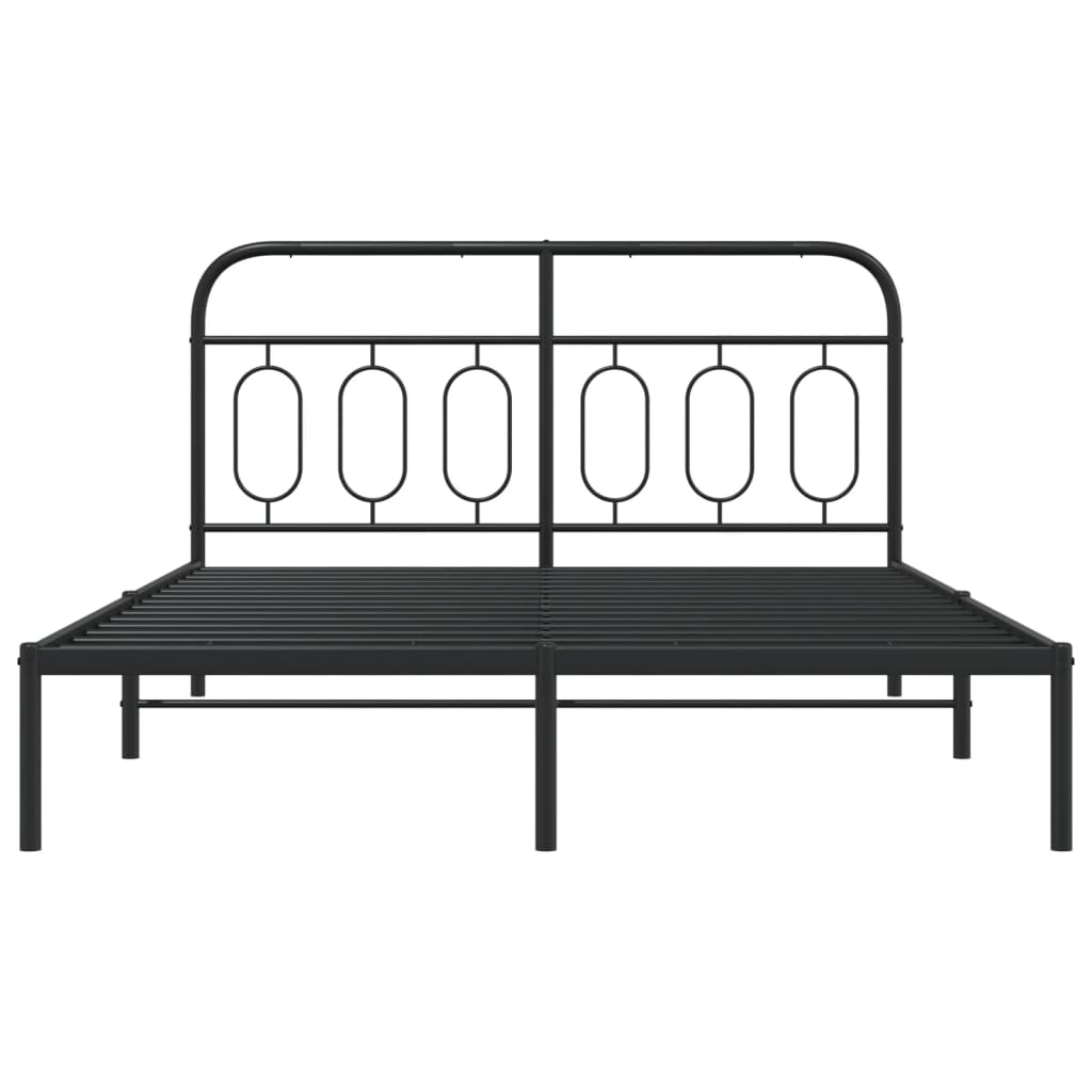 Metal Bed Frame Without Mattress With Headboard Black 135X190Cm