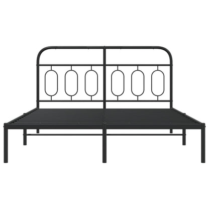 Metal Bed Frame Without Mattress With Headboard Black 135X190Cm