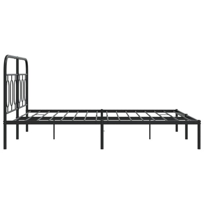 Metal Bed Frame Without Mattress With Headboard Black 140X190Cm