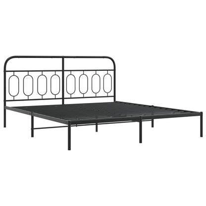 Metal Bed Frame Without Mattress With Headboard Black 160X200Cm