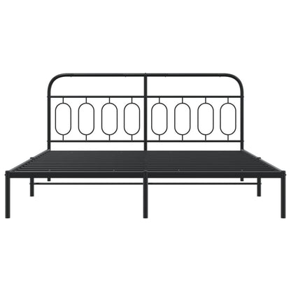 Metal Bed Frame Without Mattress With Headboard Black 160X200Cm