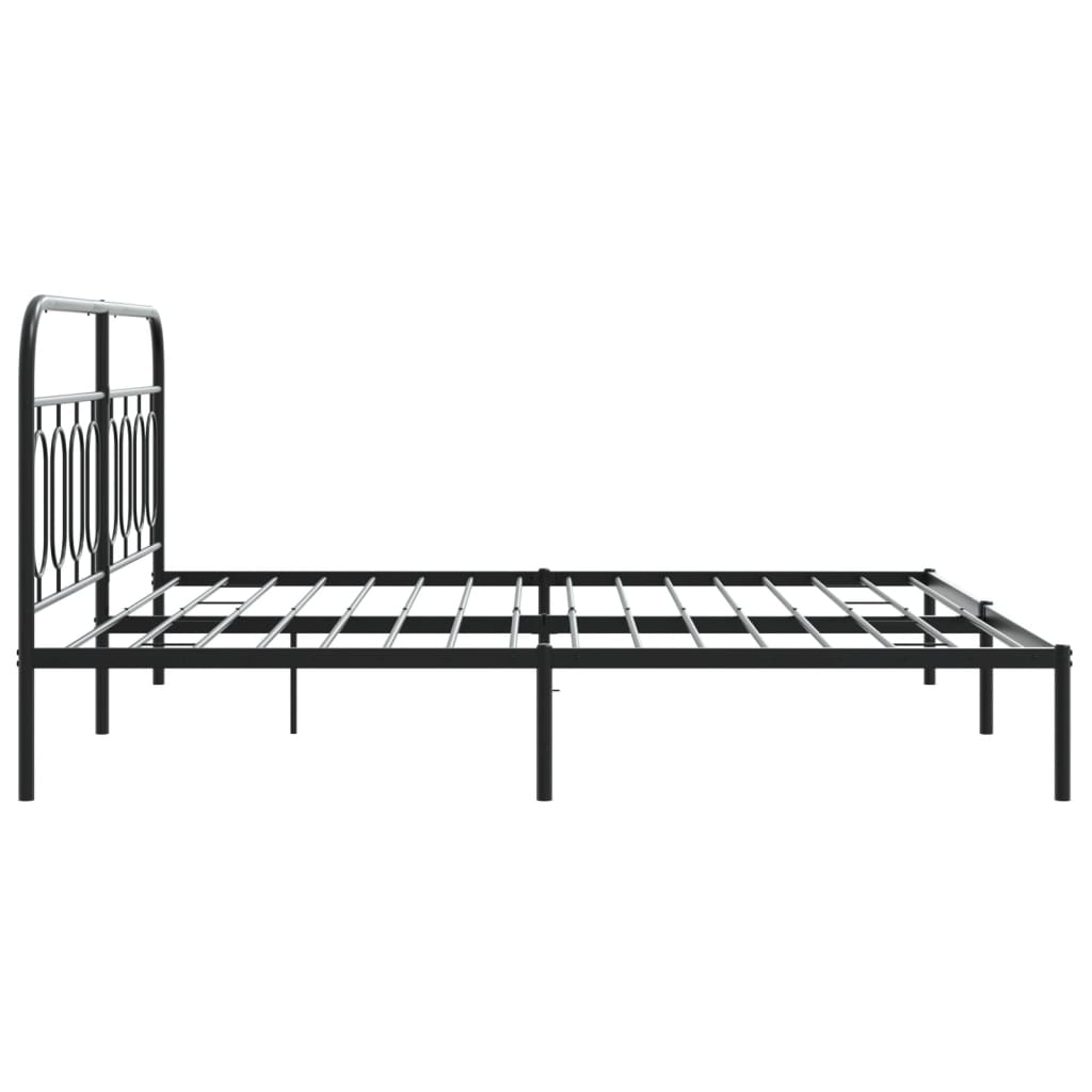 Metal Bed Frame Without Mattress With Headboard Black 160X200Cm