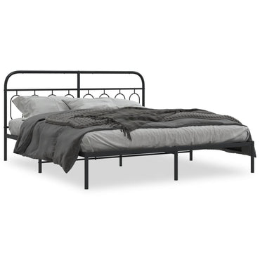 Metal Bed Frame Without Mattress With Headboard Black 183X213Cm