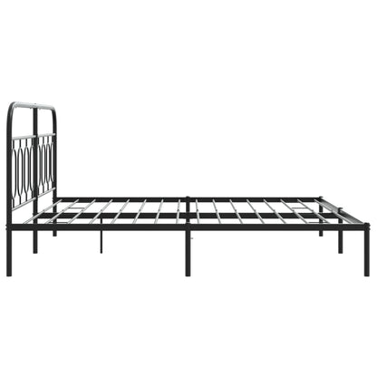 Metal Bed Frame Without Mattress With Headboard Black 183X213Cm