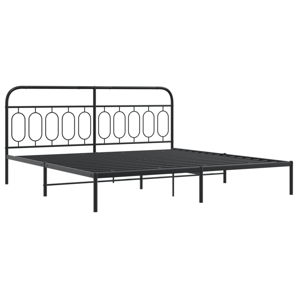 Metal Bed Frame Without Mattress With Headboard Black 200X200Cm