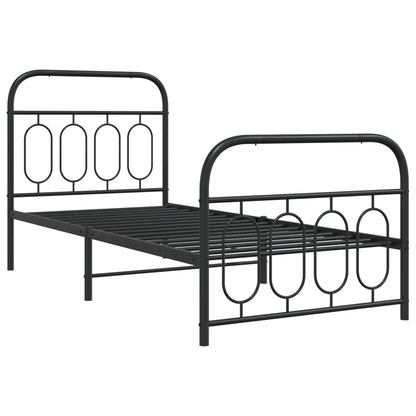 Metal Bed Frame Without Mattress With Footboard Black 80X200Cm