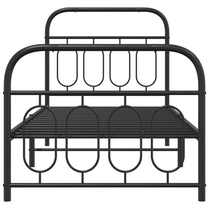 Metal Bed Frame Without Mattress With Footboard Black 80X200Cm