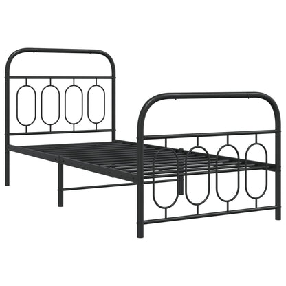 Metal Bed Frame Without Mattress With Footboard Black 90X190Cm