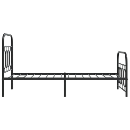 Metal Bed Frame Without Mattress With Footboard Black 90X190Cm