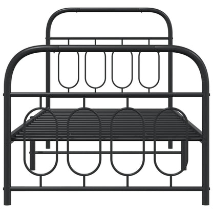 Metal Bed Frame Without Mattress With Footboard Black 90X200Cm