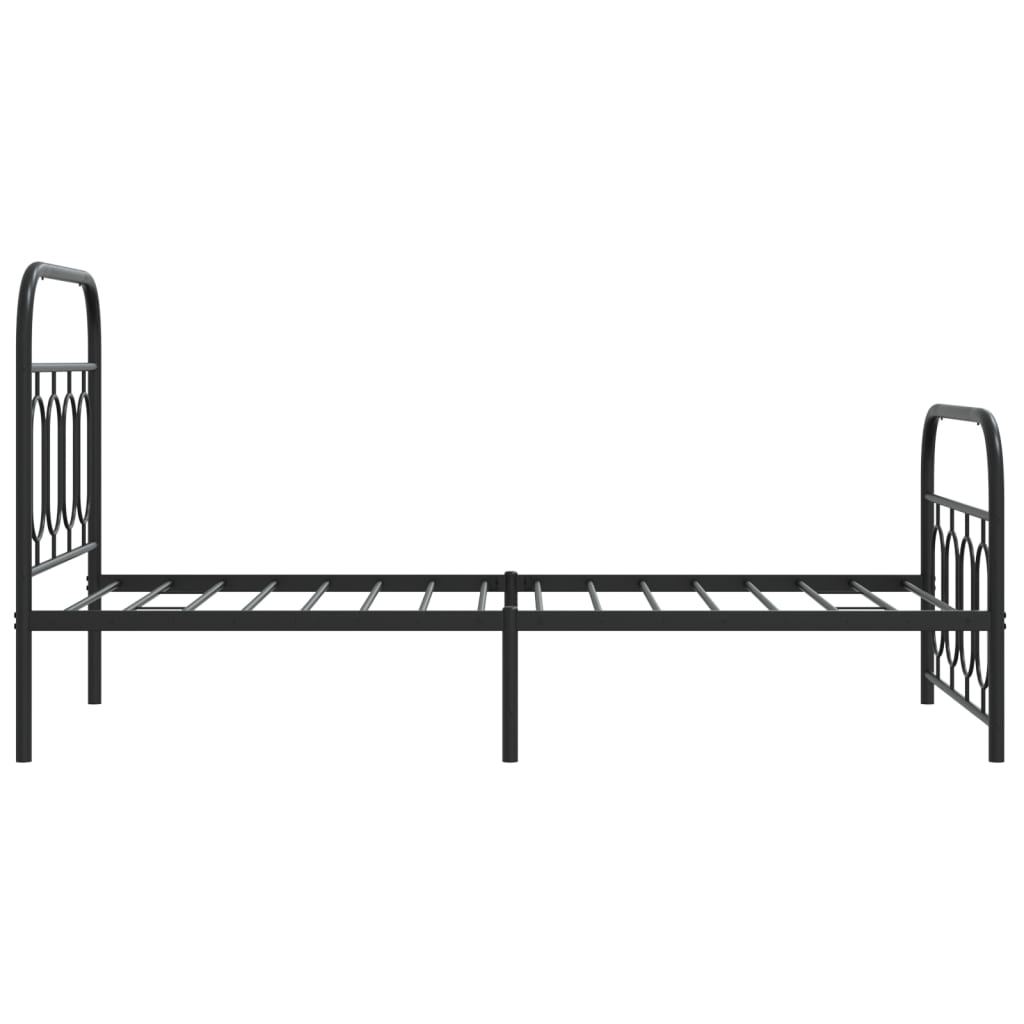 Metal Bed Frame Without Mattress With Footboard Black 90X200Cm