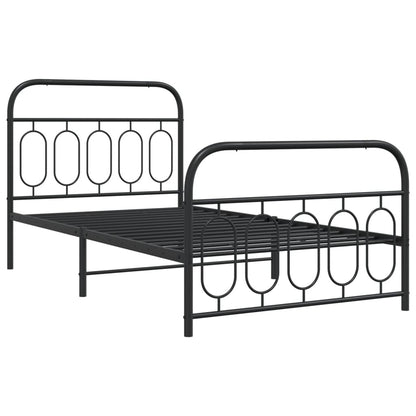 Metal Bed Frame Without Mattress With Footboard Black 100X190Cm