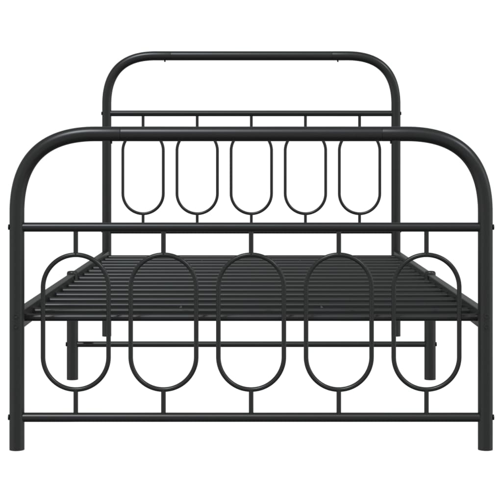 Metal Bed Frame Without Mattress With Footboard Black 100X190Cm