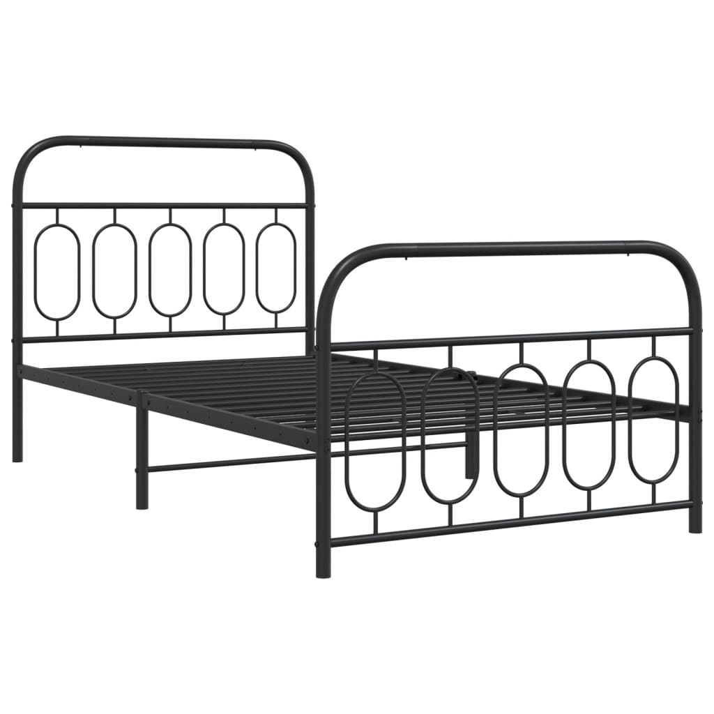 Metal Bed Frame Without Mattress With Footboard Black 100X200Cm