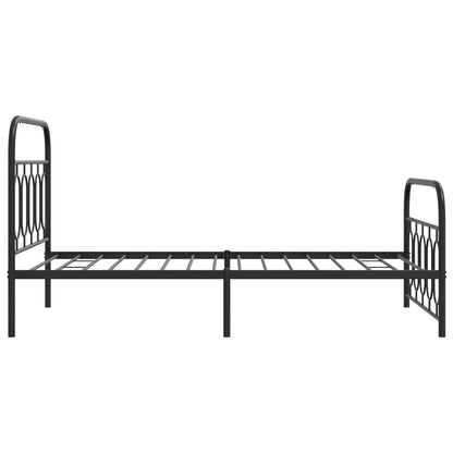 Metal Bed Frame Without Mattress With Footboard Black 100X200Cm