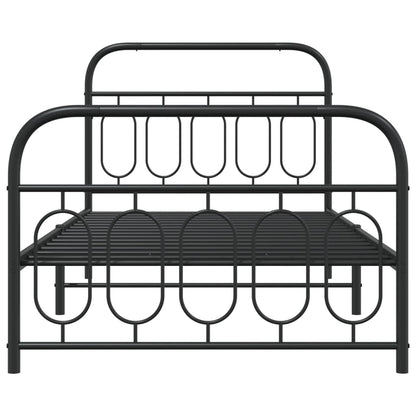 Metal Bed Frame Without Mattress With Footboard Black 107X203Cm