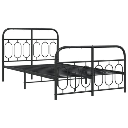 Metal Bed Frame Without Mattress With Footboard Black 120X200Cm