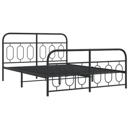 Metal Bed Frame Without Mattress With Footboard Black 140X190Cm