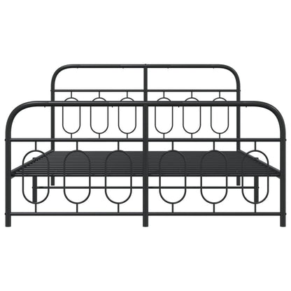 Metal Bed Frame Without Mattress With Footboard Black 140X190Cm