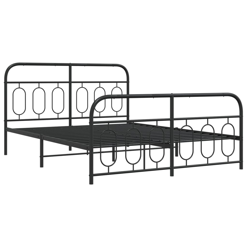 Metal Bed Frame Without Mattress With Footboard Black 140X200Cm