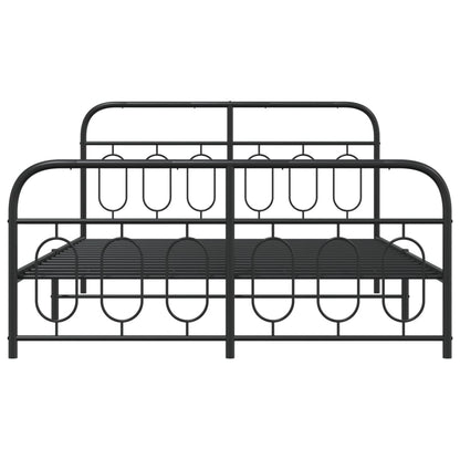 Metal Bed Frame Without Mattress With Footboard Black 140X200Cm