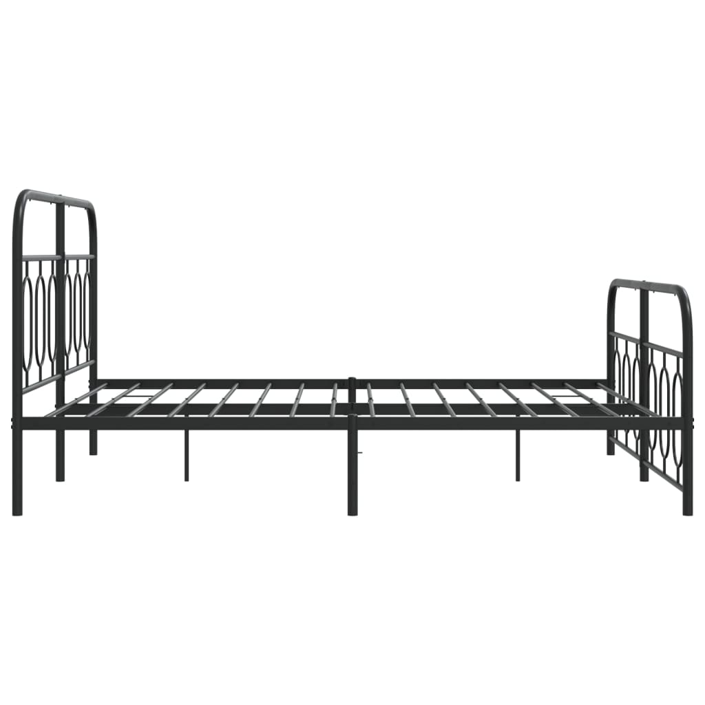 Metal Bed Frame Without Mattress With Footboard Black 140X200Cm