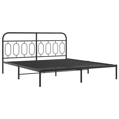 Metal Bed Frame Without Mattress With Footboard Black 160X200Cm