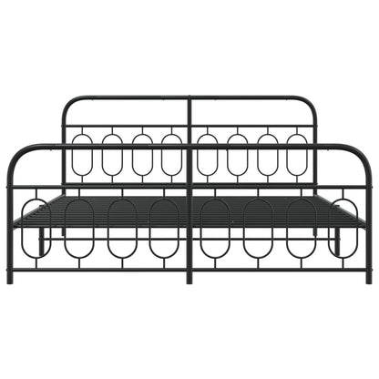 Metal Bed Frame Without Mattress With Footboard Black 160X200Cm